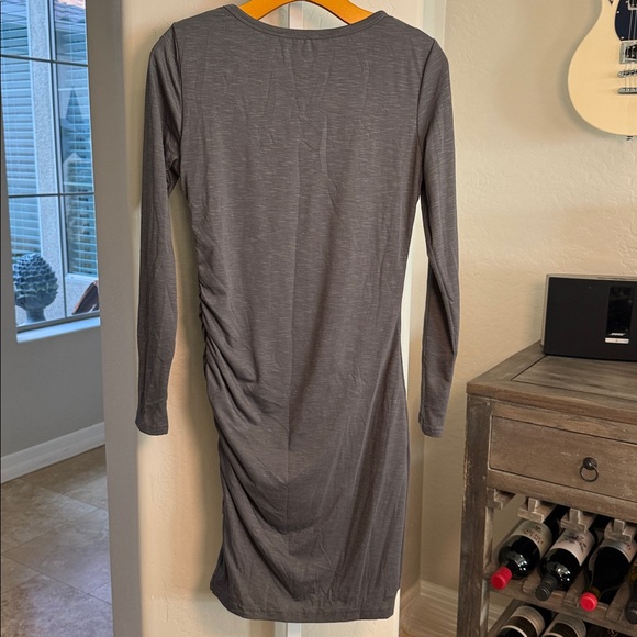 BTFBM Charcoal Long Sleeve Dress With gathered side for a flattering look - Picture 5 of 6